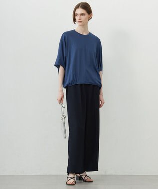 ICB L 【新色追加・UVケア・接触冷感・速乾・防シワ・洗える】 FluidBackSatin  ワイドパンツ ネイビー系