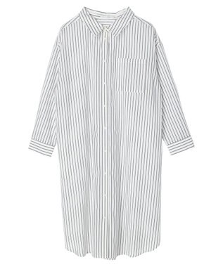 Green Parks ミドル丈シャツワンピース Navy