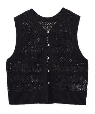 AMERICAN HOLIC 【前後2WAY】レース編みニットベスト Black