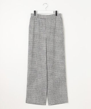 自由区 【セットアップ対応・洗える】ライトミックスツイードワイドストレート パンツ モノトーン