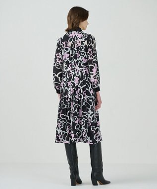 GRACE CONTINENTAL キカフラワープリーツドレス ブラック