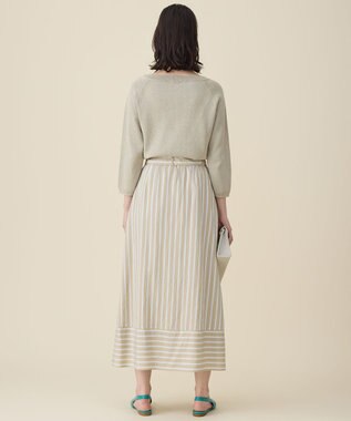 自由区 L ペーパーコットンスクエアネックニット プルオーバー ベージュ