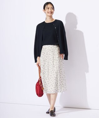 J.PRESS LADIES L 【洗える】レーヨンエリートストレッチ クルーネック カーディガン ネイビー系