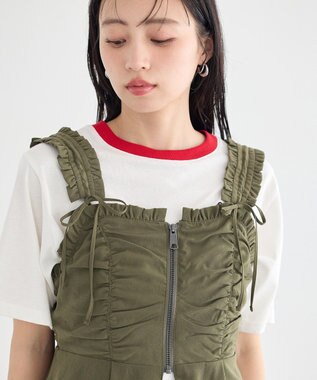 earth music&ecology ペプラムビスチェ Khaki