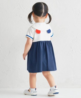 MIKI HOUSE HOT BISCUITS 【80-120cm】くま耳 セーラーカラー ワンピース 白