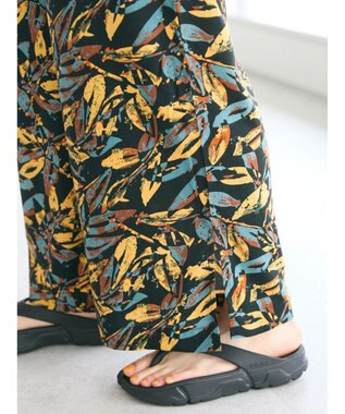 CRAFT STANDARD BOUTIQUE レーヨン柄プリントワイドパンツ Mustard