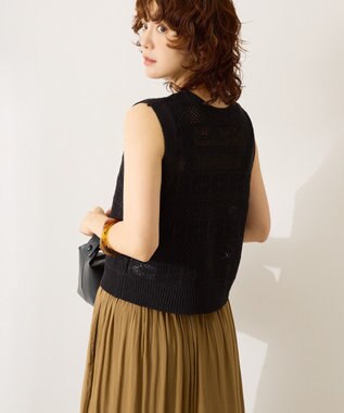 AMERICAN HOLIC 【前後2WAY】レース編みニットベスト Black