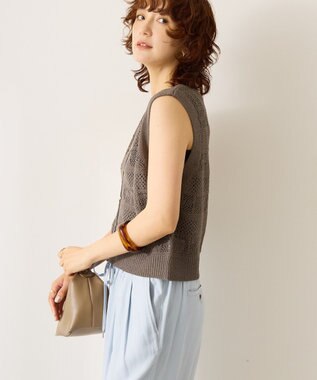 AMERICAN HOLIC 【前後2WAY】レース編みニットベスト Charcoal Gray