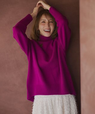 組曲 S ウールカシミヤミックス ロールネックニット パープル系