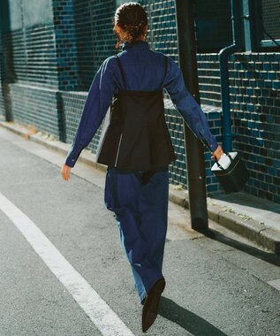 23区 【洗える】スラブツイードストレッチ キャミソール ブラウス ネイビー系