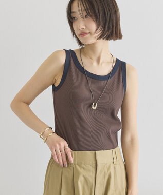 AMERICAN HOLIC バイカラーテレコタンクトップ Brown