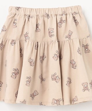 ANY KIDS チェック柄/アニマル柄スカパン ベージュ系クマ