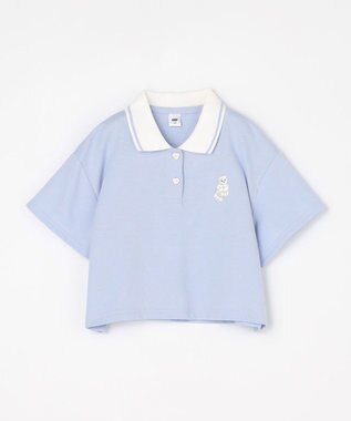 ANY KIDS 【洗濯機可能/吸汗速乾】ドライタッチ ショート丈ポロシャツ サックスブルー