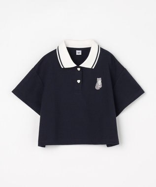 ANY KIDS 【洗濯機可能/吸汗速乾】ドライタッチ ショート丈ポロシャツ ネイビー