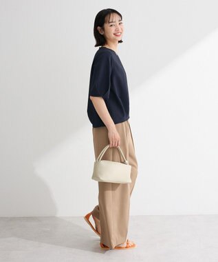 Green Parks 表面感裾タックブラウス Dark Navy