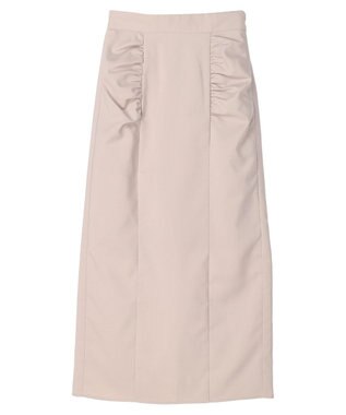 earth music&ecology ギャザーナロースカート Gray Beige