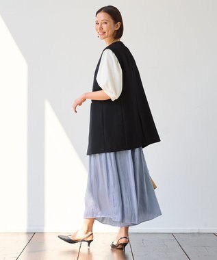 自由区 【ウエストゴム・長さ調整可・洗える・XSサイズあり】ビンテージサテン ガウチョパンツ ダルブルー系