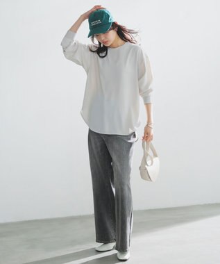 UNFILO L 【UNFILO DENIM/新色追加】撥水ストレッチ ルーズワイドデニム アッシュグレー