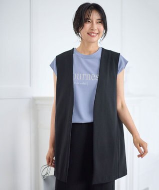 ANY 【洗濯機可】カットジョーゼットジレ ブラック