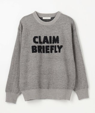 ANY L スウェットライクフェザーロゴニット グレー×ブラック