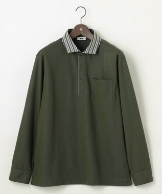 JOSEPH ABBOUD 【キングサイズ・消臭などの高機能】オーガニックコットン ダディ 長袖 ポロシャツ カーキ系