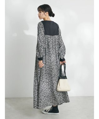 CRAFT STANDARD BOUTIQUE インド綿混キルト切替花柄ワンピース Black