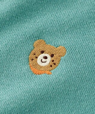 MIKI HOUSE HOT BISCUITS 【70-120cm】【Everyday Series】ワンポイント くすみカラー裏毛パイルトレーナー ストームグリーン