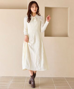 Feroux 【先行予約】リボンタイリブ ニット ホワイト系