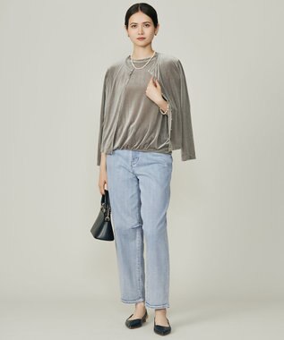 自由区 L シアーベロア カーディガン モカ