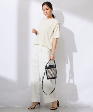 ICB 【UVカット・吸水速乾・洗える】シェルタリングドライサテン  ワイドストレートカーゴパンツ オフホワイト系