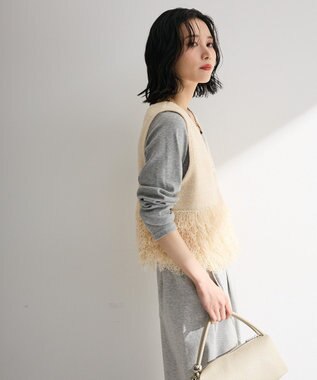 Green Parks ブークレループニットベスト Ecru