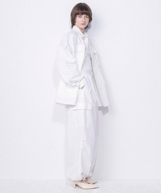 NAVE 【ReNave・セットアップ可/洗える】コットンリネンカルゼ  カーゴパンツ ホワイト系