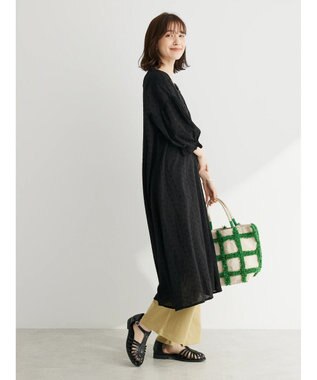 Green Parks Ｉ　胸元レース７分袖ワンピース Black