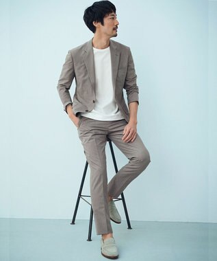 GOTAIRIKU 圧倒的清涼感・８つの機能美【接触冷感/通気性/軽量/撥水…等】クールドッツ セットアップパンツ_ヘリンボーンプリント（25年モデル） ベージュ_ヘリンボーン柄