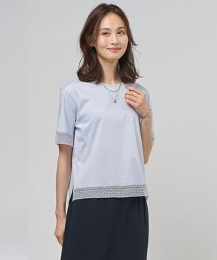 J.PRESS LADIES 【一枚で着映え】コットンスムース レース カットソー