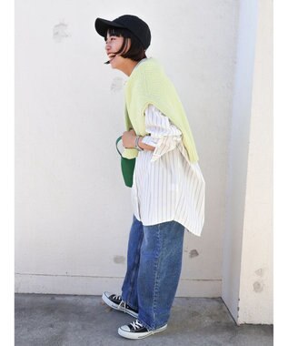 AMERICAN HOLIC イージーケアバックオープンシャツチュニック Off White