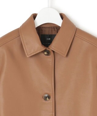 23区 L ラムレザー ステンカラー ジャケット キャメル系