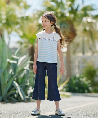 組曲 KIDS 【110-140㎝】【UVケア】グリーンバンド Tシャツ ブルー系1