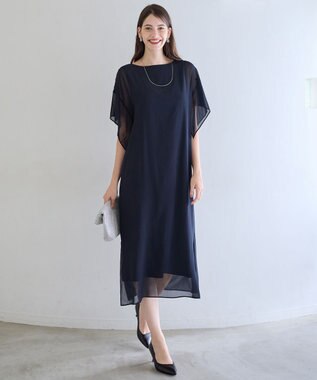 23区 S 【APPLAUDIR】シフォンジョーゼット コンビドレス ネイビー系