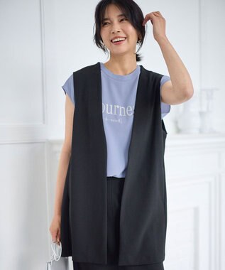 ANY 【洗濯機可】カットジョーゼットジレ ブラック