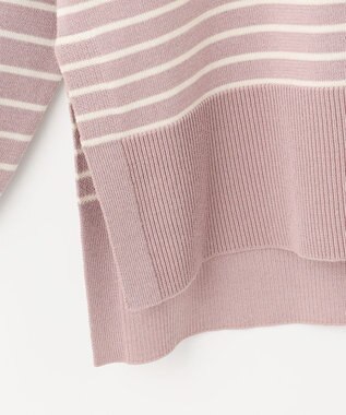 ANY SIS 【洗える】サイドスリット ニット ピンク×アイボリー
