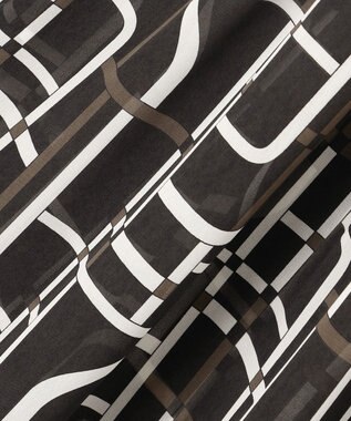 自由区 S ジオメトリックレトロプリント ワンピース グレーベース