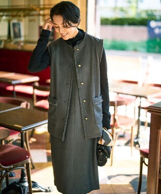 自由区 L 【17号サイズまで展開・カタログ掲載】ブライトリングツイード ジャンパースカート スレート