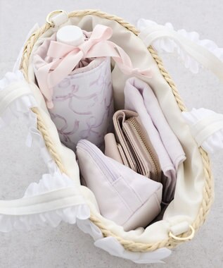 Maison de FLEUR 【2Way】フリルハンドルメイズリボン2Wayカゴバッグ White