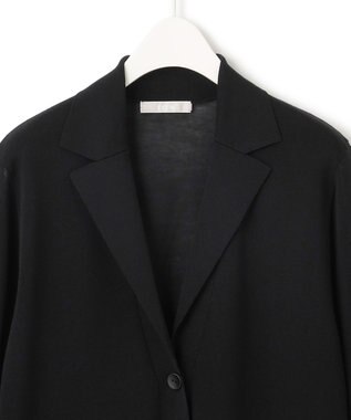 ICB 【洗える】ドライコットンアセテート ニットジャケット ブラック系