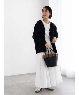 Te chichi コクーンVネックカーディガン ブラック