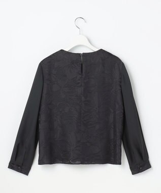 自由区 L 【カタログ掲載・セットアップ対応】フラワーオパールプリントブロッキング ブラウス ネイビー