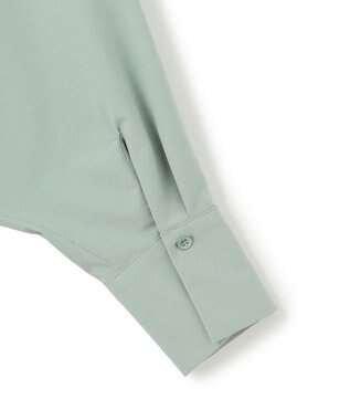 ICB 【洗える】ヴィンテージスパンブロード  バンドカラー長袖ブラウス オパールグレー系