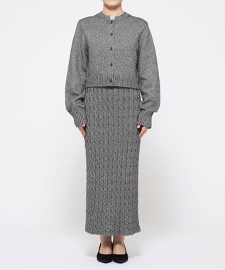 uncrave グロッシー ニット カーディガン（uncrave WHITE） メタルブラック