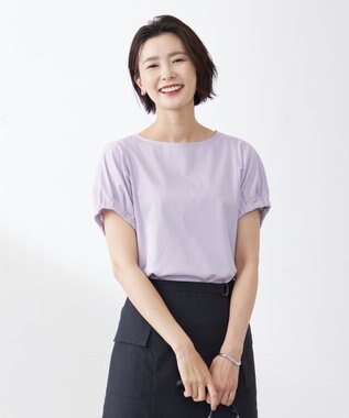 J.PRESS LADIES 【接触冷感・吸水速乾】MULTI EFFECT JERSEY フレンチスリーブ ドルマン カットソー ふじ色系